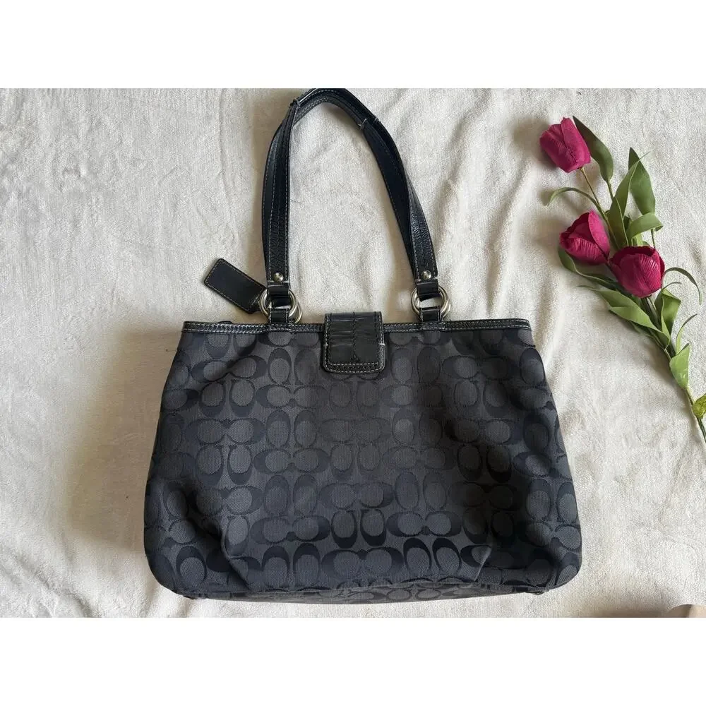 Coach Soho Signature East West Buckle Tote Shoulder Bag F18750